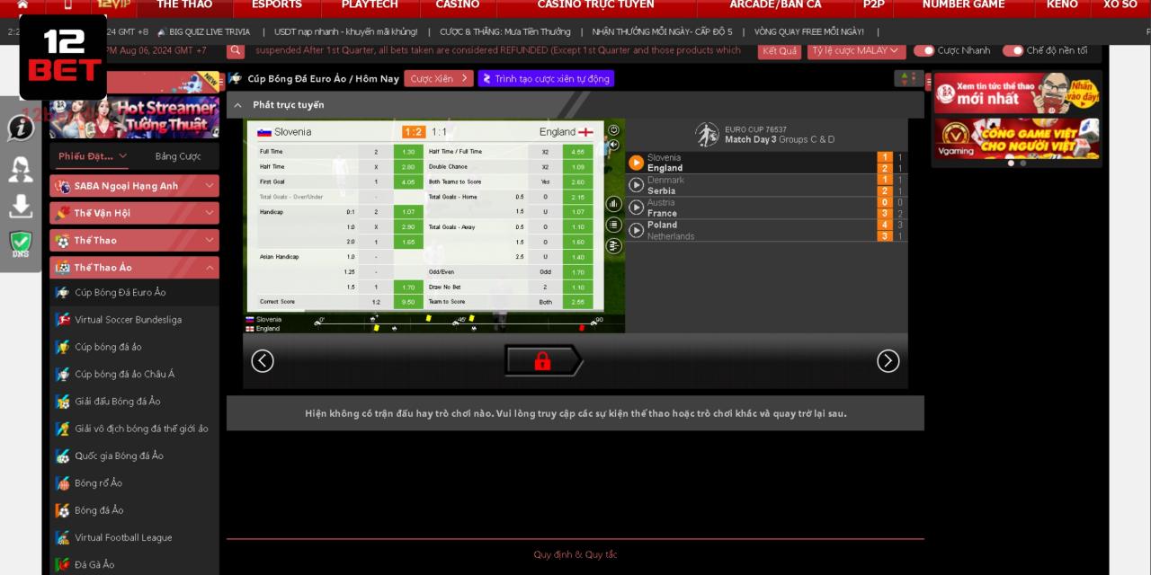 Thể Thao Ảo 12Bet - Hình Thức Đặt Cược Mới Đầy Thú Vị 2 Tham gia vào bóng đá ảo với nhiều trận đấu kịch tính