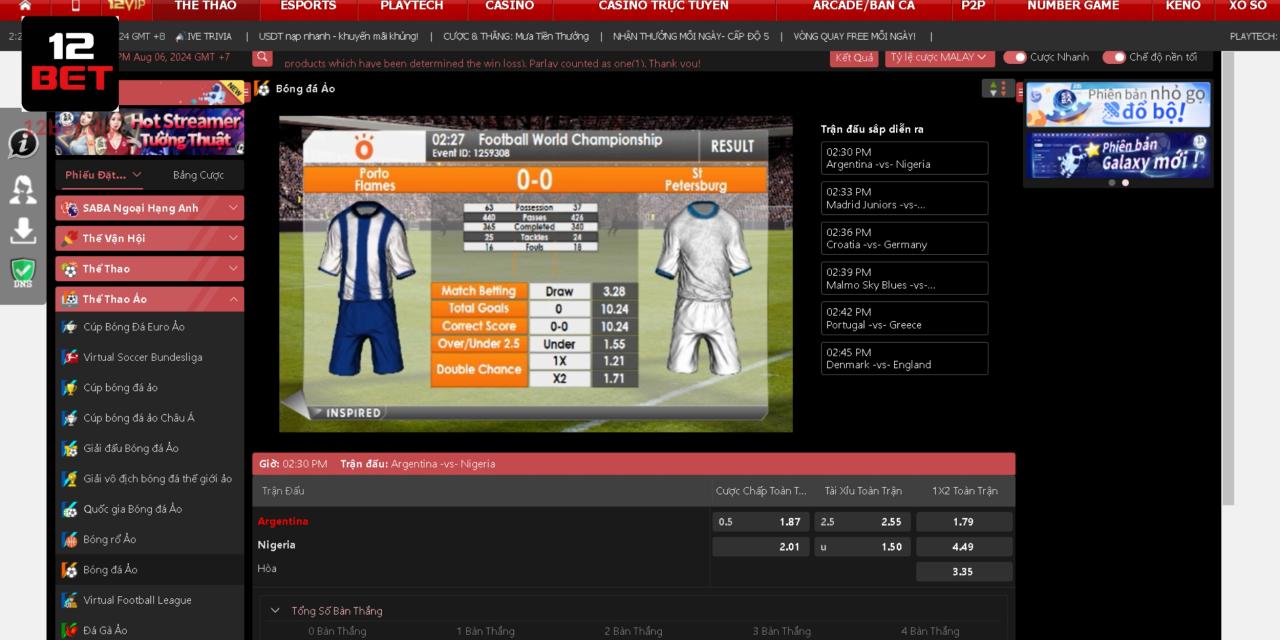 Thể Thao Ảo 12Bet - Hình Thức Đặt Cược Mới Đầy Thú Vị 1 Thể thao ảo với sự hấp dẫn và đầy thú vị